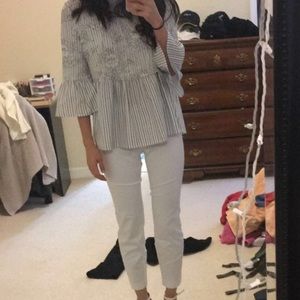 zara lace detail peplum top